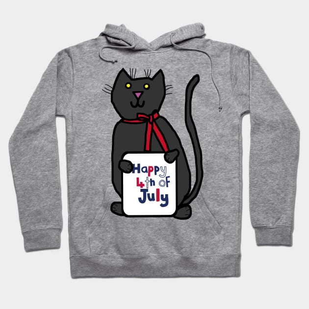 Happy 4th of July says Cat Hoodie by ellenhenryart